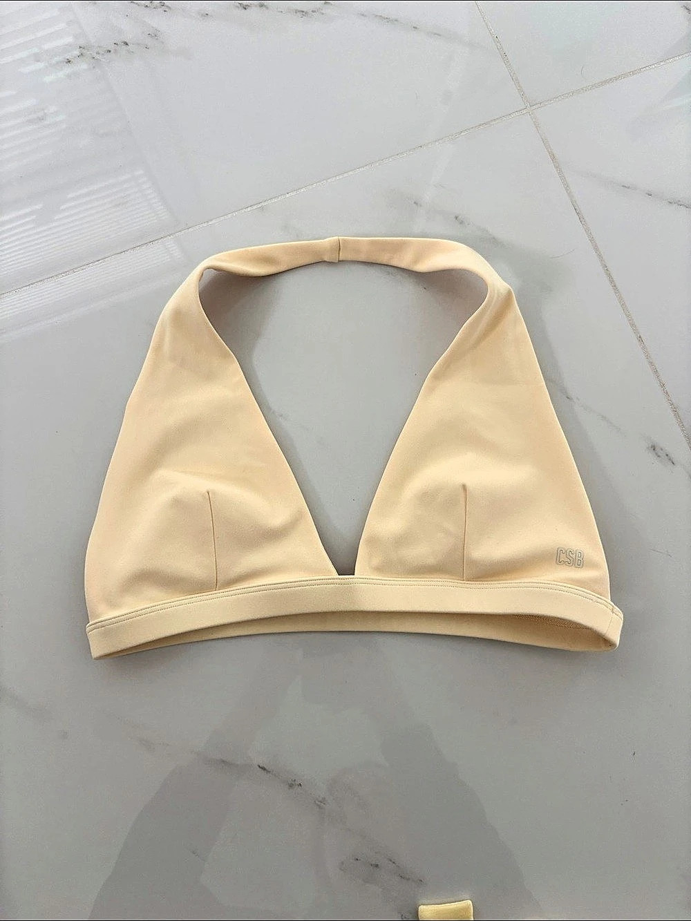 CSB Form Triangle Halter Crop Sports Bra in Yellow